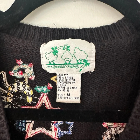 Quacker Factory Christmas Holiday Sweater Vintage colorful angels Size Medium - Picture 4 of 6